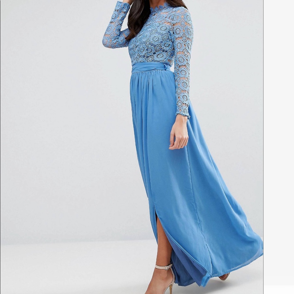 Asos blue maxi dress with sleeves